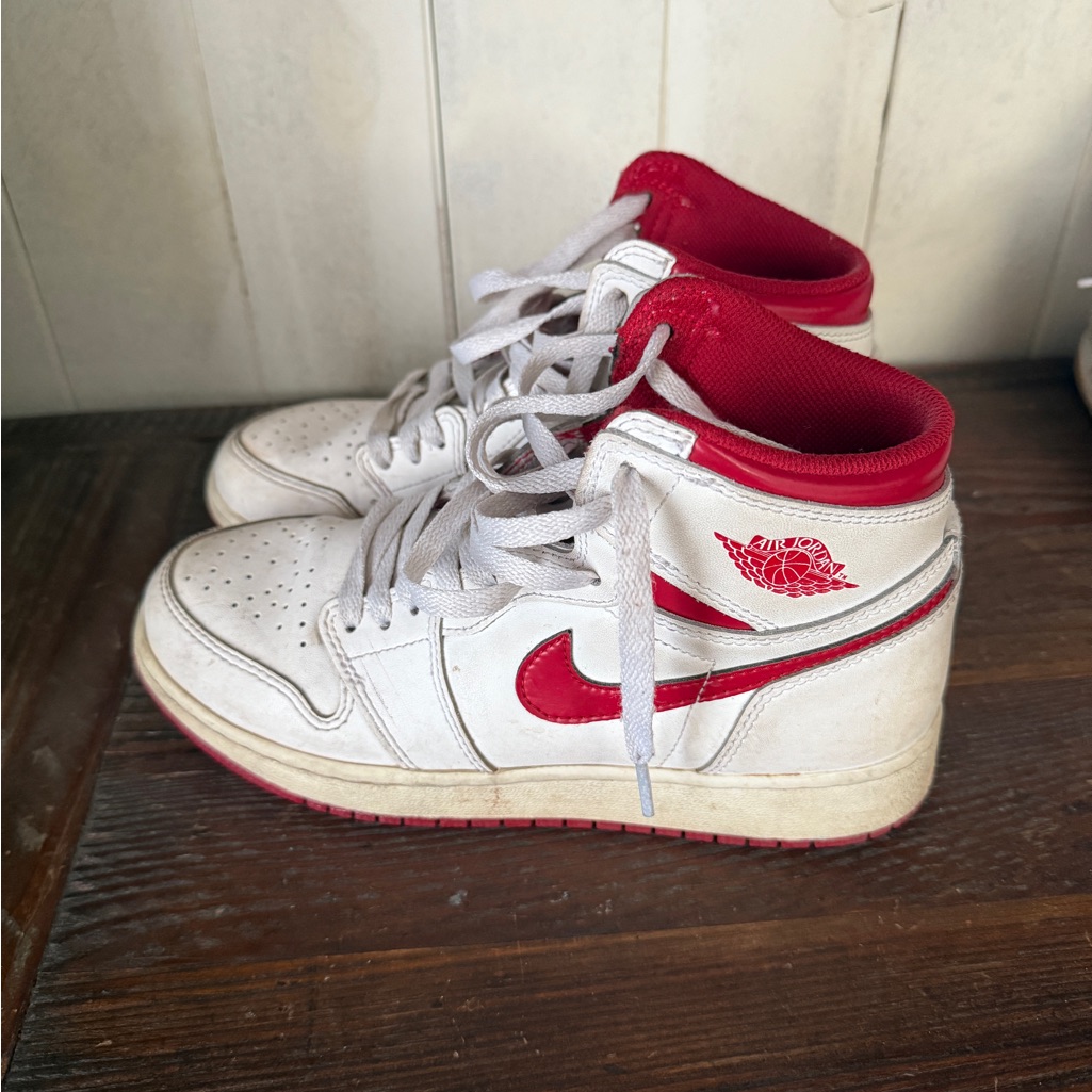 Nike Red And White Jordan 1s